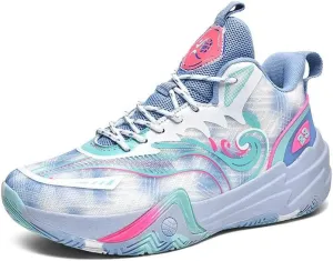 Unisex High Top Basketball Shoes with Breathable Non Slip Mesh Fashionable Sports Training Boots