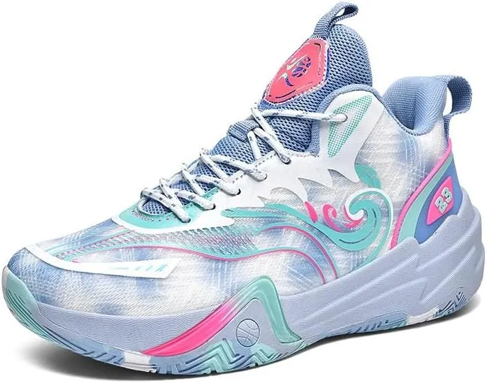 Unisex High Top Basketball Shoes with Breathable Non Slip Mesh Fashionable Sports Training Boots