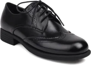 Women's Brogues Lace up Oxford Western Shoes Closed Round Toe Classic Party Comfortable Business Oxfords Chunky Dating Wedding Vintage Wingtip Low Block Heeled All Weather Heels