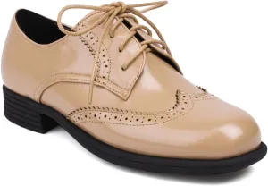 Women's Brogues Lace up Oxford Western Shoes Closed Round Toe Classic Party Comfortable Business Oxfords Chunky Dating Wedding Vintage Wingtip Low Block Heeled All Weather Heels