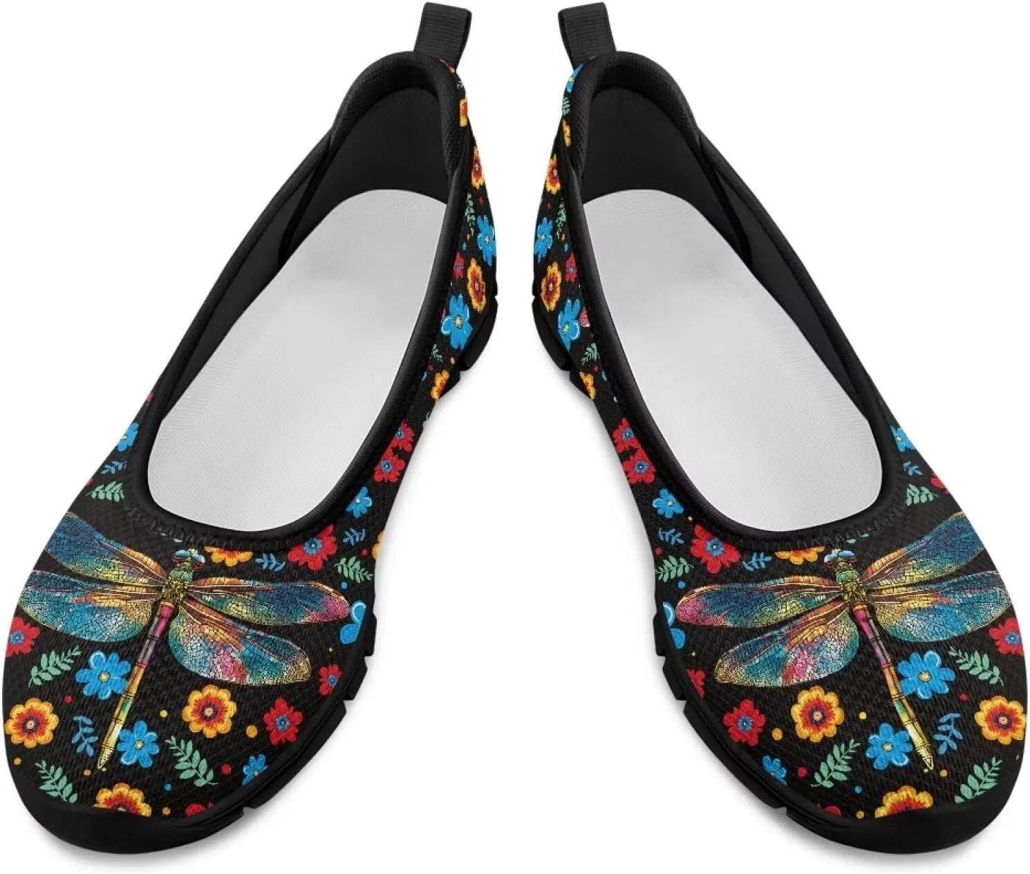 Womens Comfort Mesh Loafers Classic Slip-Ons Casual Bussiness Shoes Lightweight Walking Flats Everyday Work Shoes Black Sole