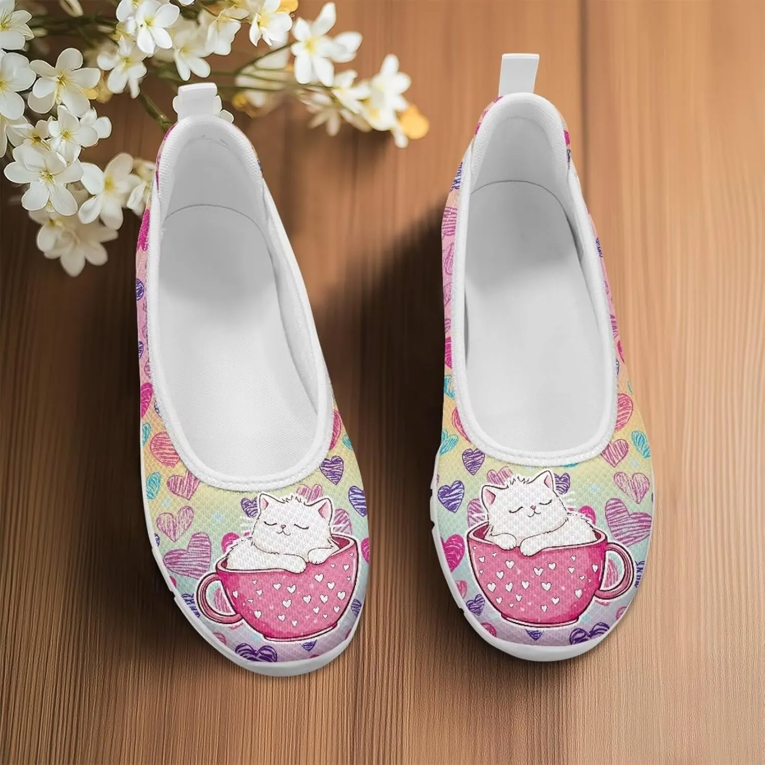 Womens Comfort Mesh Loafers Classic Slip-Ons Casual Bussiness Shoes Lightweight Walking Flats Everyday Work Shoes White Sole