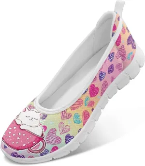 Womens Comfort Mesh Loafers Classic Slip-Ons Casual Bussiness Shoes Lightweight Walking Flats Everyday Work Shoes White Sole