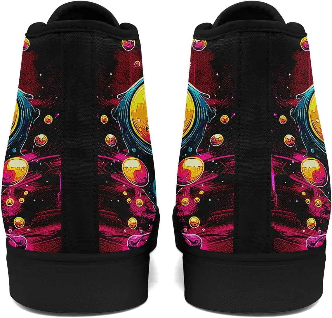 Womens Gothic High-Top Canvas Sneakers Punk Style Alternative Streetwear Canvas Shoes, Lace-Up Casual Skate Shoes for Men