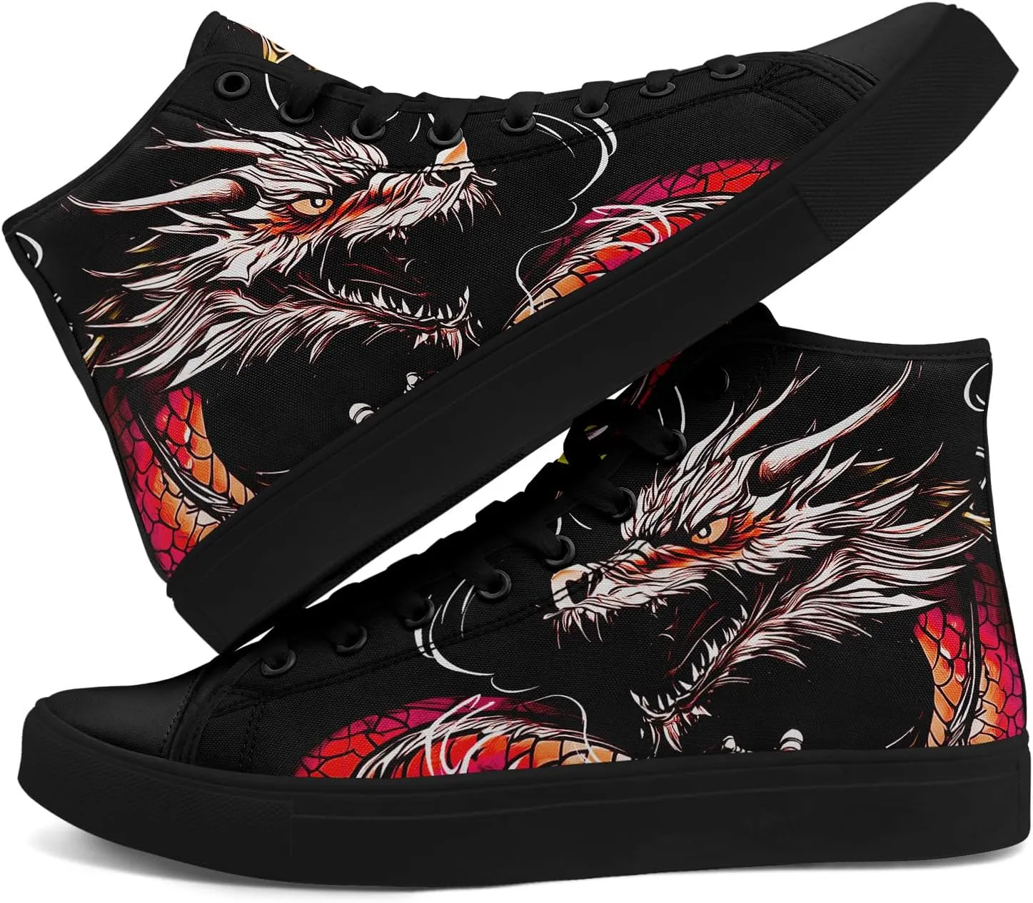 Womens Gothic High-Top Canvas Sneakers Punk Style Alternative Streetwear Canvas Shoes, Lace-Up Casual Skate Shoes for Men
