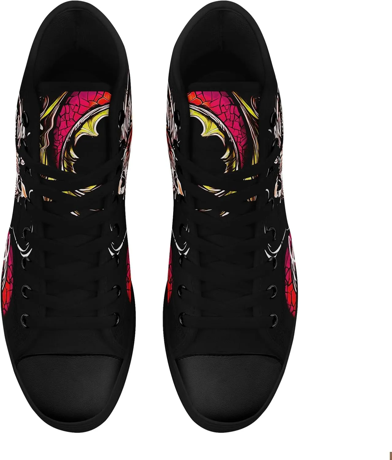 Womens Gothic High-Top Canvas Sneakers Punk Style Alternative Streetwear Canvas Shoes, Lace-Up Casual Skate Shoes for Men