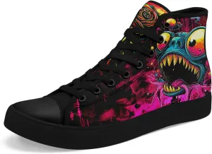 Womens Gothic High-Top Canvas Sneakers Punk Style Alternative Streetwear Canvas Shoes, Lace-Up Casual Skate Shoes for Men