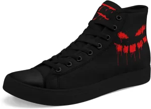 Womens Gothic High-Top Canvas Sneakers Punk Style Alternative Streetwear Canvas Shoes, Lace-Up Casual Skate Shoes for Men