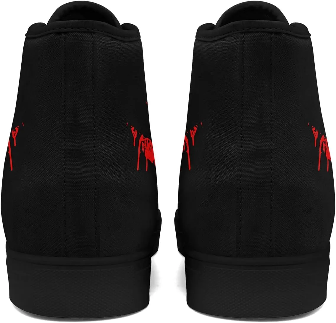 Womens Gothic High-Top Canvas Sneakers Punk Style Alternative Streetwear Canvas Shoes, Lace-Up Casual Skate Shoes for Men