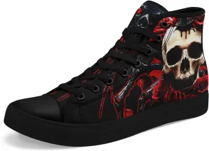 Womens Gothic High-Top Canvas Sneakers Punk Style Alternative Streetwear Canvas Shoes, Lace-Up Casual Skate Shoes for Men