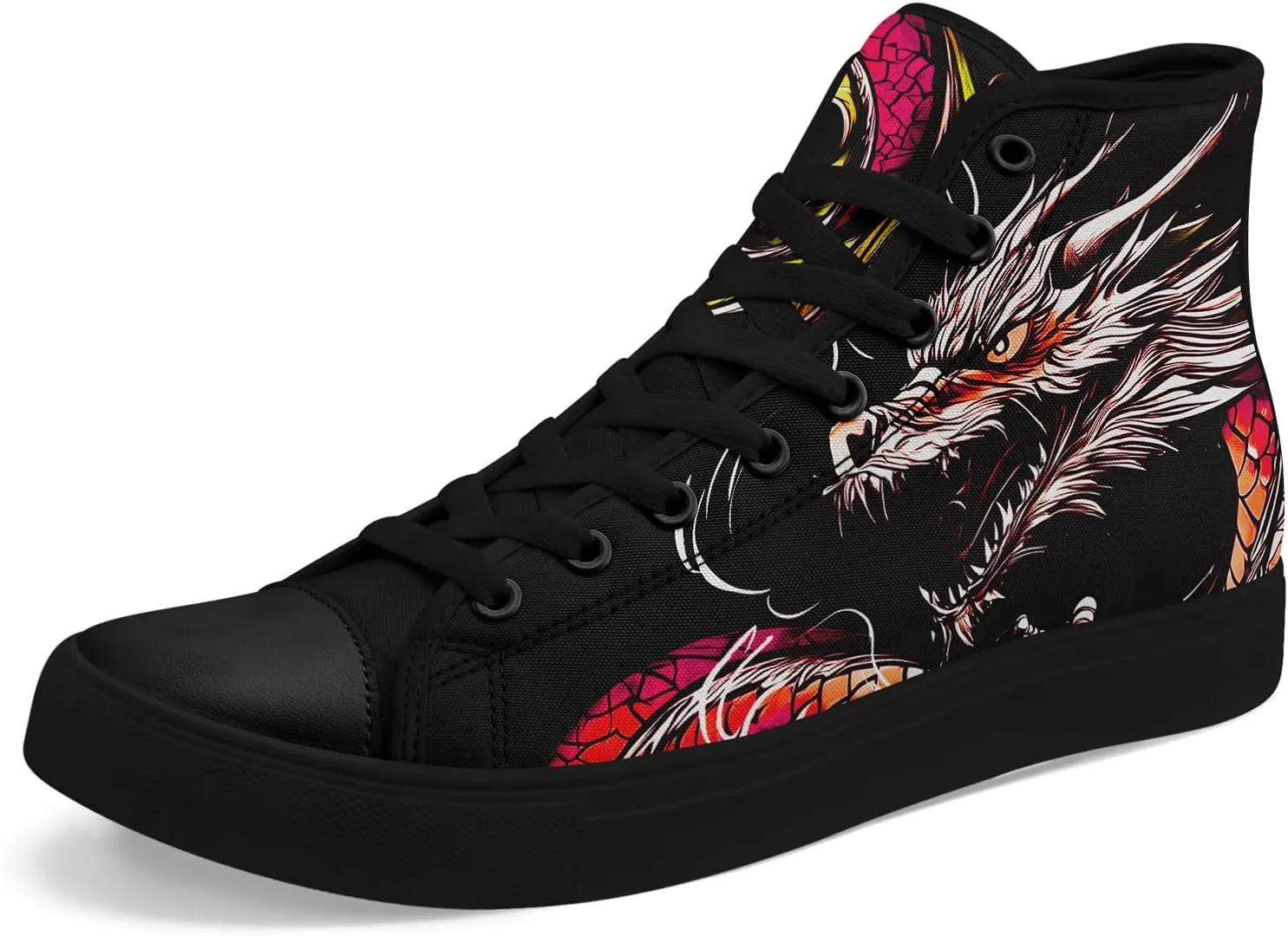 Womens Gothic High-Top Canvas Sneakers Punk Style Alternative Streetwear Canvas Shoes, Lace-Up Casual Skate Shoes for Men