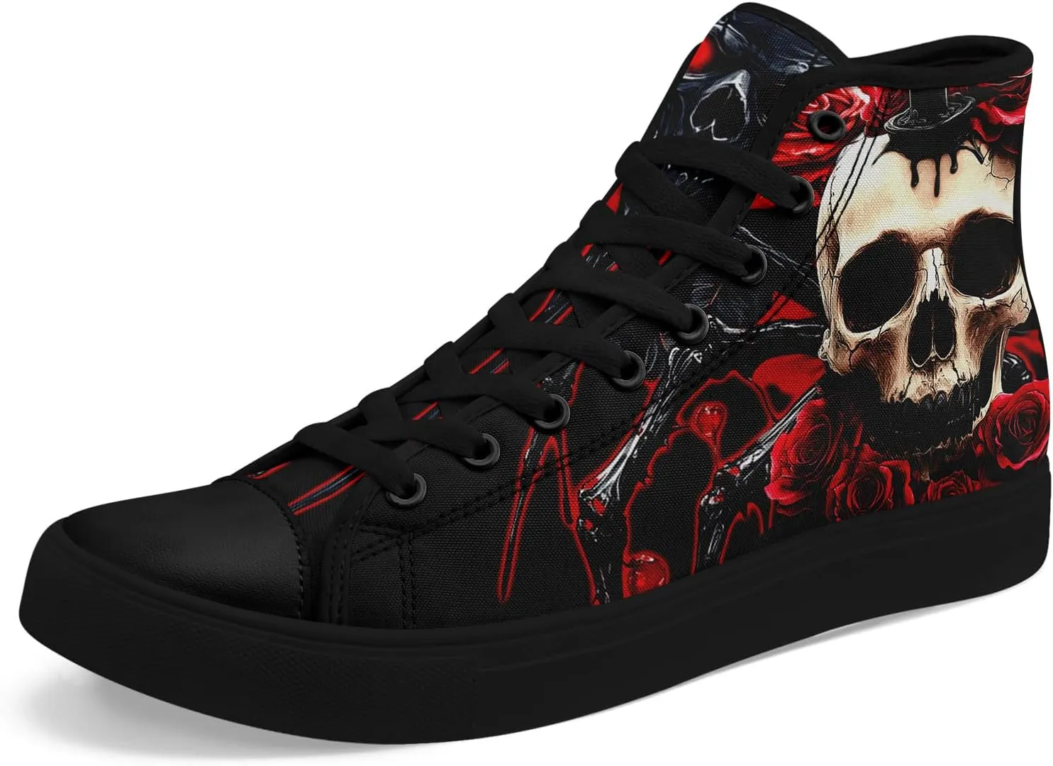 Womens Gothic High-Top Canvas Sneakers Punk Style Alternative Streetwear Canvas Shoes, Lace-Up Casual Skate Shoes for Men
