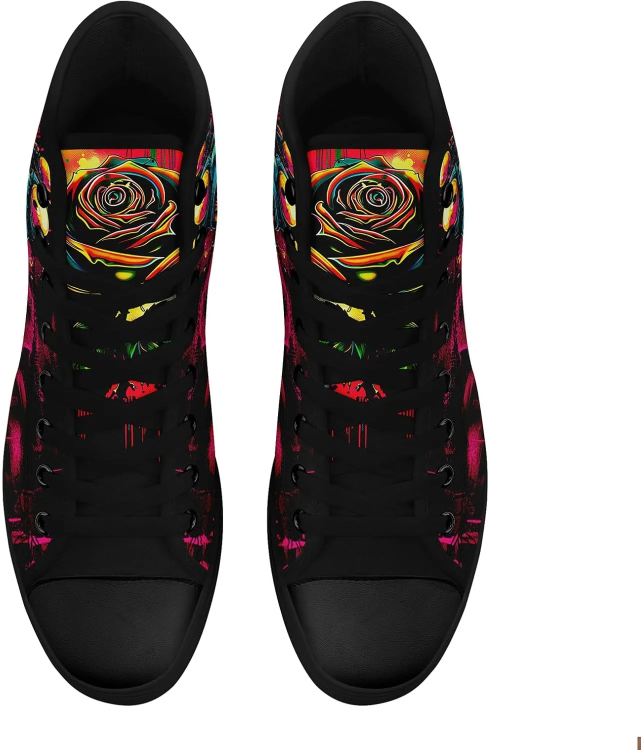 Womens Gothic High-Top Canvas Sneakers Punk Style Alternative Streetwear Canvas Shoes, Lace-Up Casual Skate Shoes for Men