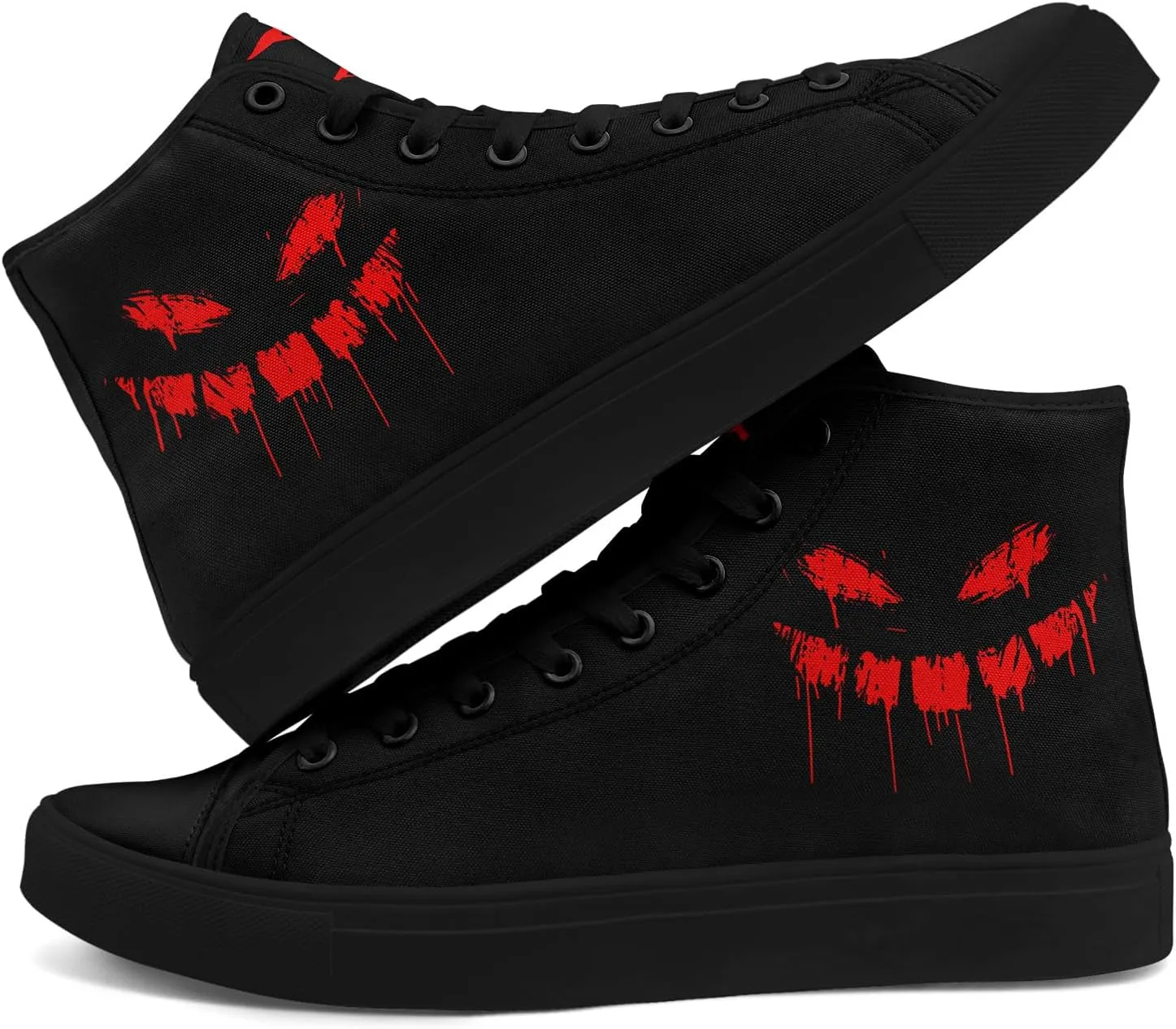 Womens Gothic High-Top Canvas Sneakers Punk Style Alternative Streetwear Canvas Shoes, Lace-Up Casual Skate Shoes for Men
