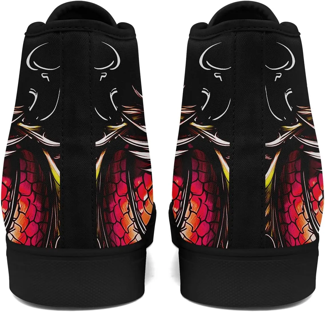 Womens Gothic High-Top Canvas Sneakers Punk Style Alternative Streetwear Canvas Shoes, Lace-Up Casual Skate Shoes for Men