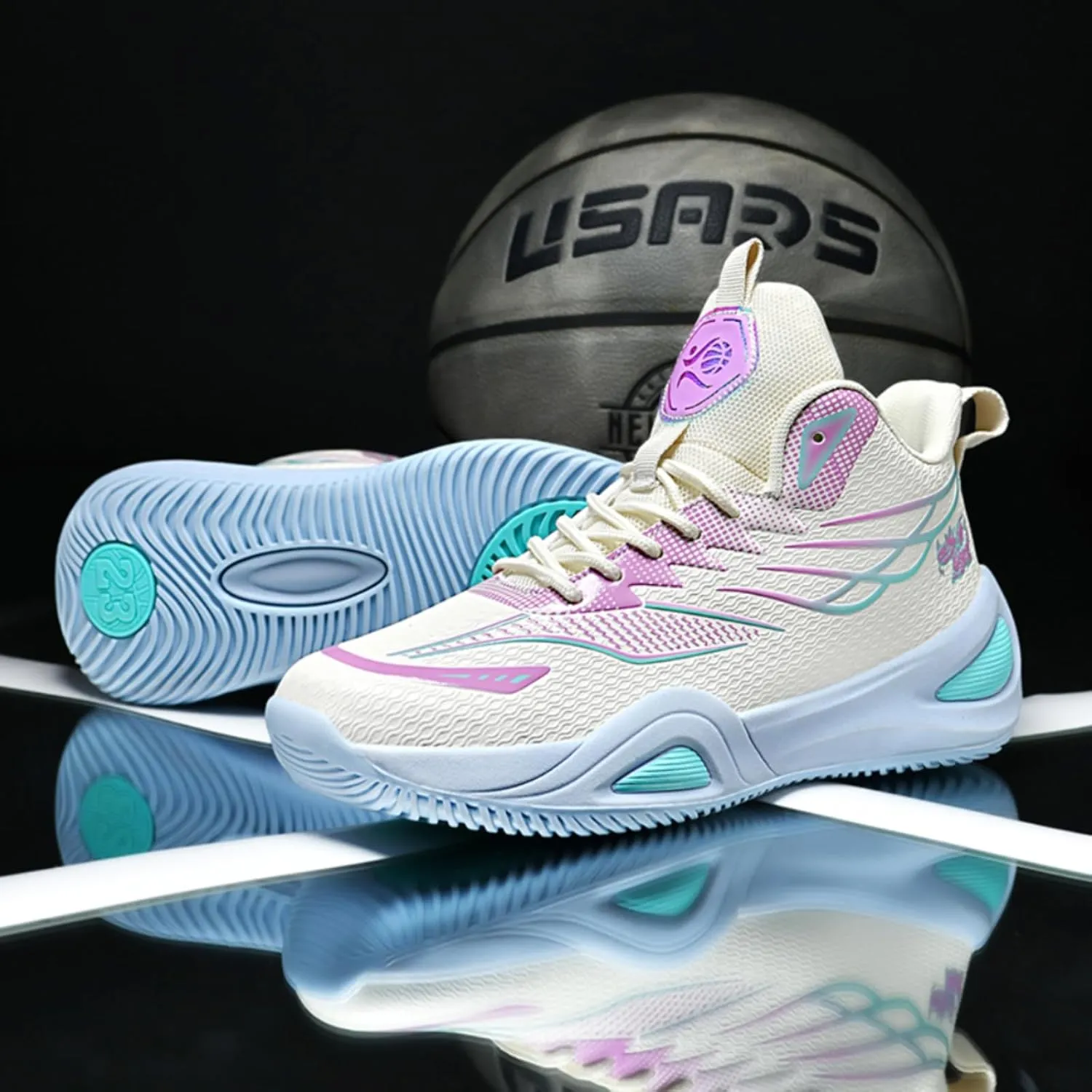 Womens Lace Up High Top Basketball Shoes Breathable Non Slip Outdoor Sneakers Cushioning Workout Shoes for Fitness Training Athletic
