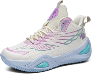 Womens Lace Up High Top Basketball Shoes Breathable Non Slip Outdoor Sneakers Cushioning Workout Shoes for Fitness Training Athletic
