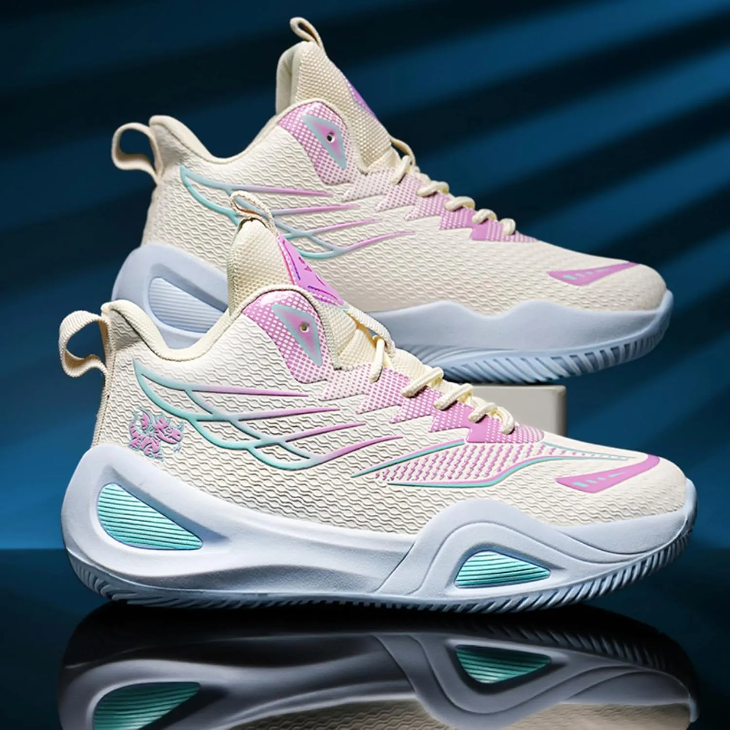 Womens Lace Up High Top Basketball Shoes Breathable Non Slip Outdoor Sneakers Cushioning Workout Shoes for Fitness Training Athletic