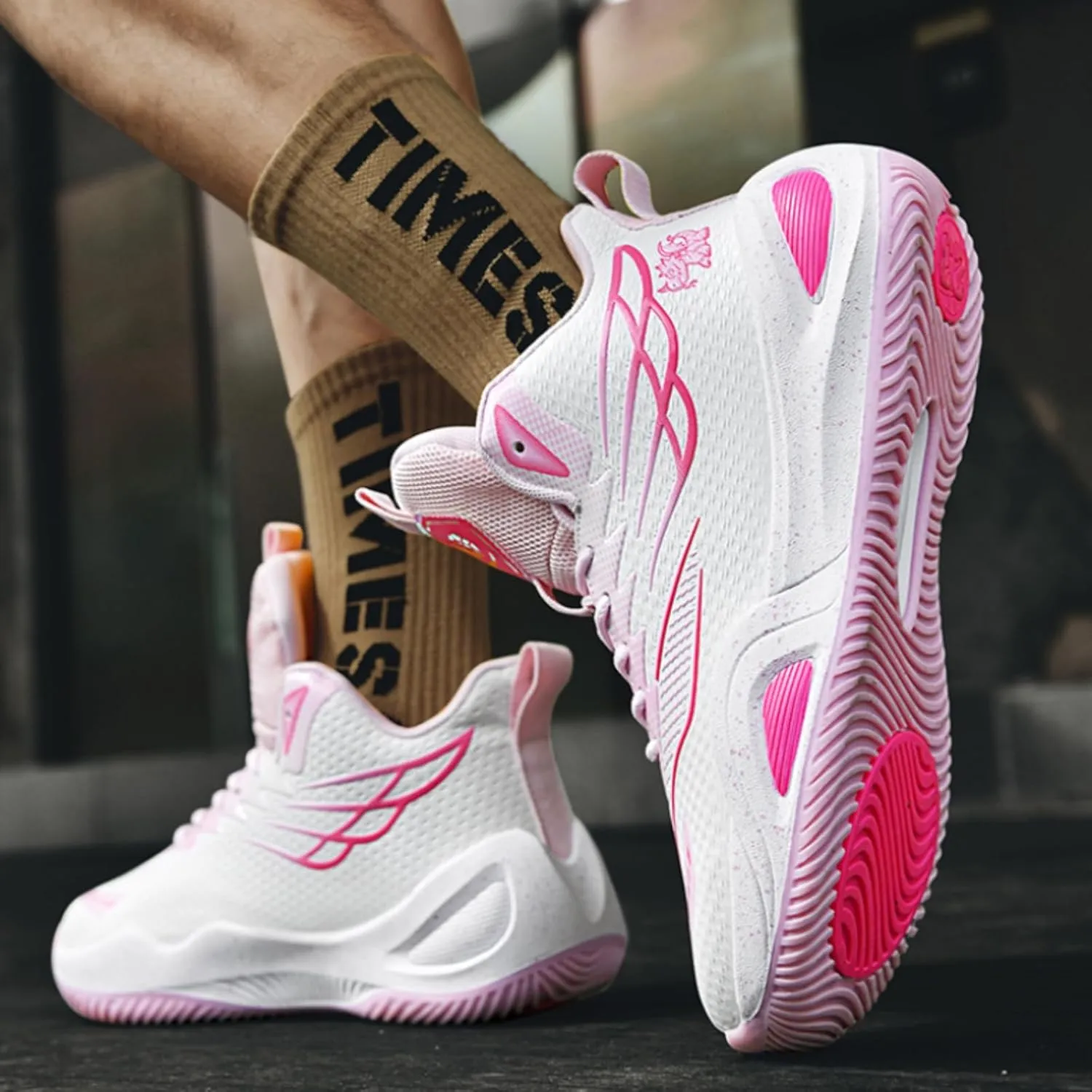 Womens Lace Up High Top Basketball Shoes Breathable Non Slip Outdoor Sneakers Cushioning Workout Shoes for Fitness Training Athletic