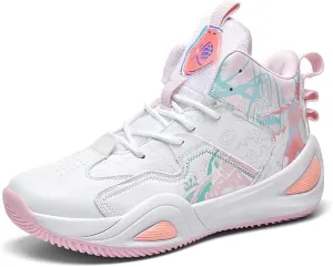 Womens Mens High-Top Basketball Shoes Breathable Lightweight Fashion Graffiti Athletic Sneakers Unisex Non Slip Outdoor Cushioning Training Sport Shoes