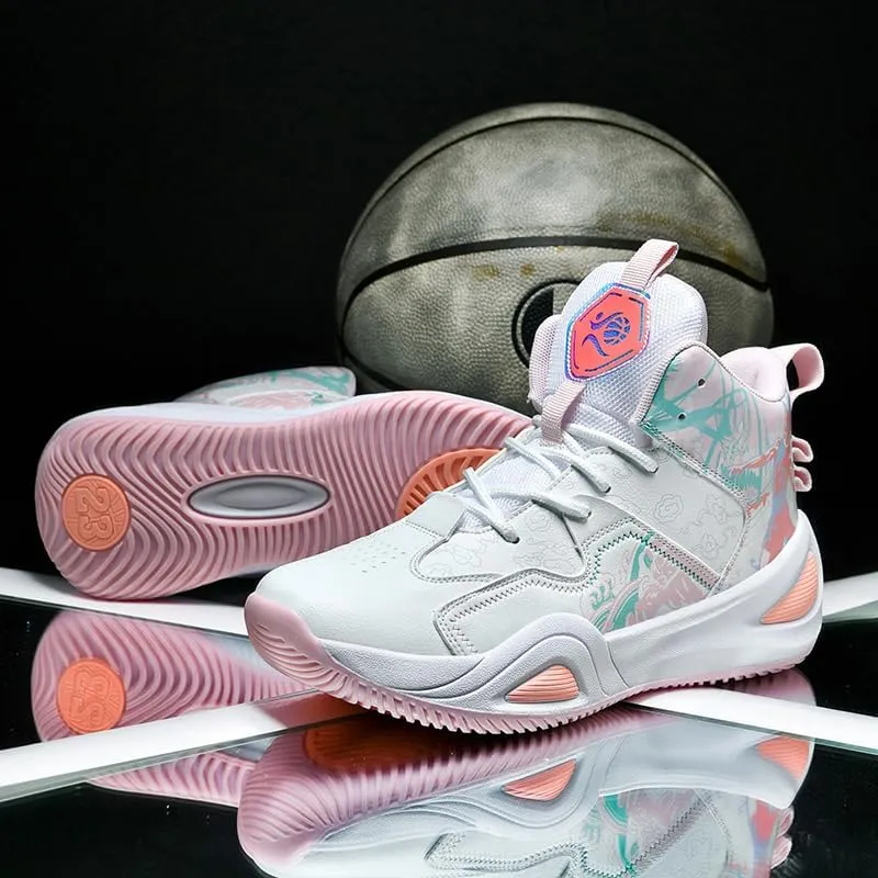 Womens Mens High-Top Basketball Shoes Breathable Lightweight Fashion Graffiti Athletic Sneakers Unisex Non Slip Outdoor Cushioning Training Sport Shoes