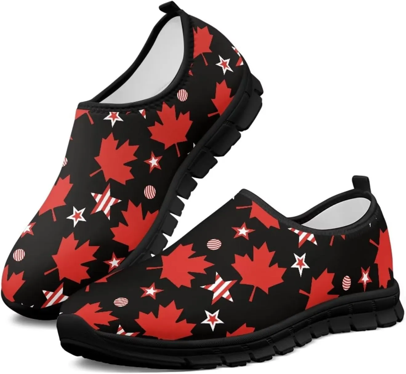 Womens Outdoor Travel Shoes Canadian Flag Platform Workout Tennis Loafers Classic Slip Ons Walking Running Sneakers for Athletic Size 5.5 Black Sole