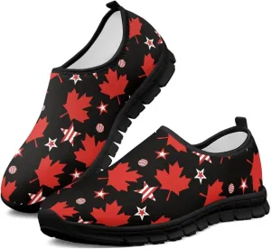 Womens Outdoor Travel Shoes Canadian Flag Platform Workout Tennis Loafers Classic Slip Ons Walking Running Sneakers for Athletic Size 9.5 Black Sole