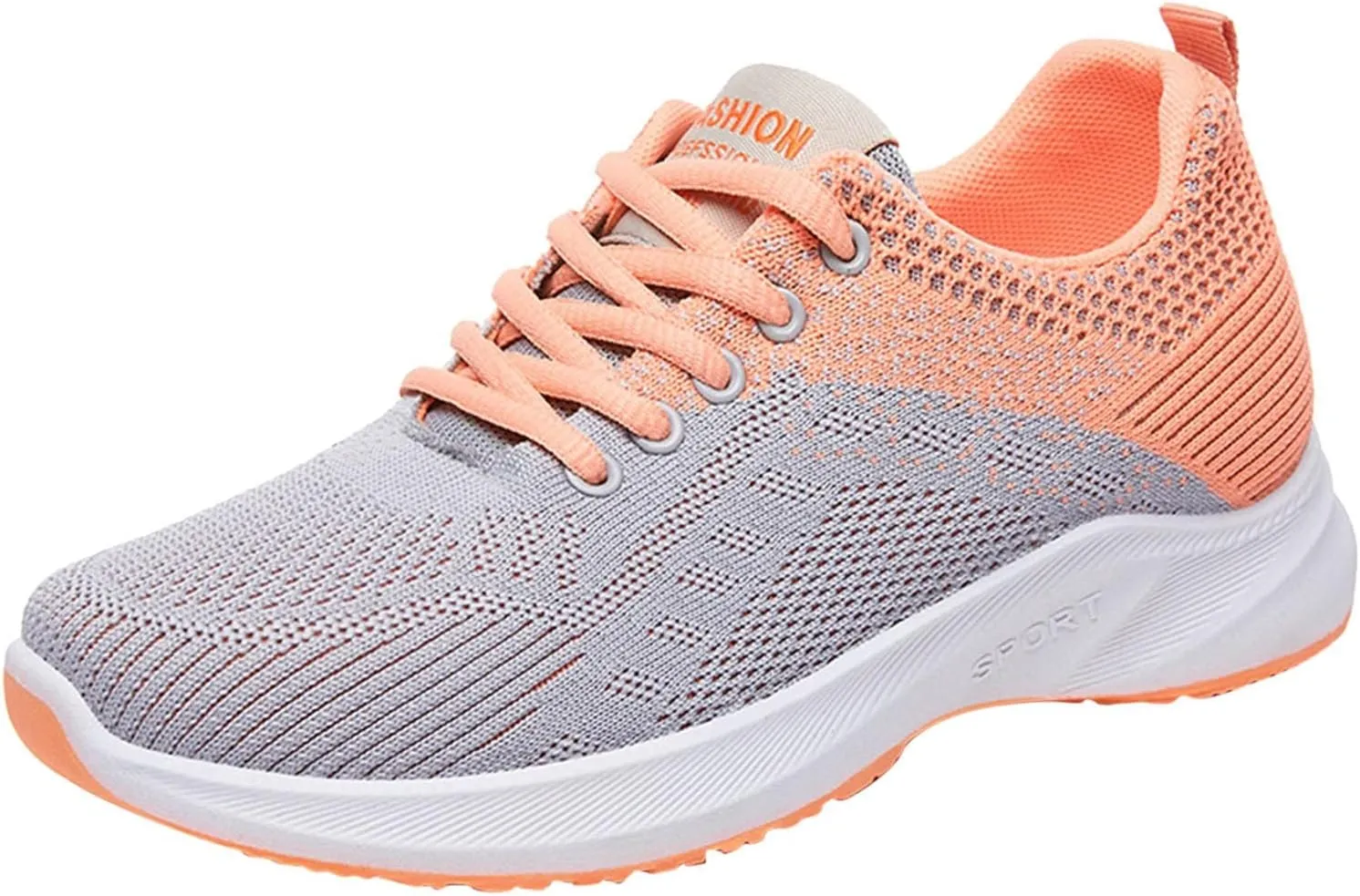 Womens Running Shoes Knit Breathable Fashion Sneakers Lace Up Platform Walking Casual Trainers Comfortable Sneaker Non-Slip Colorblock Fitness Shoes for Flat Feet