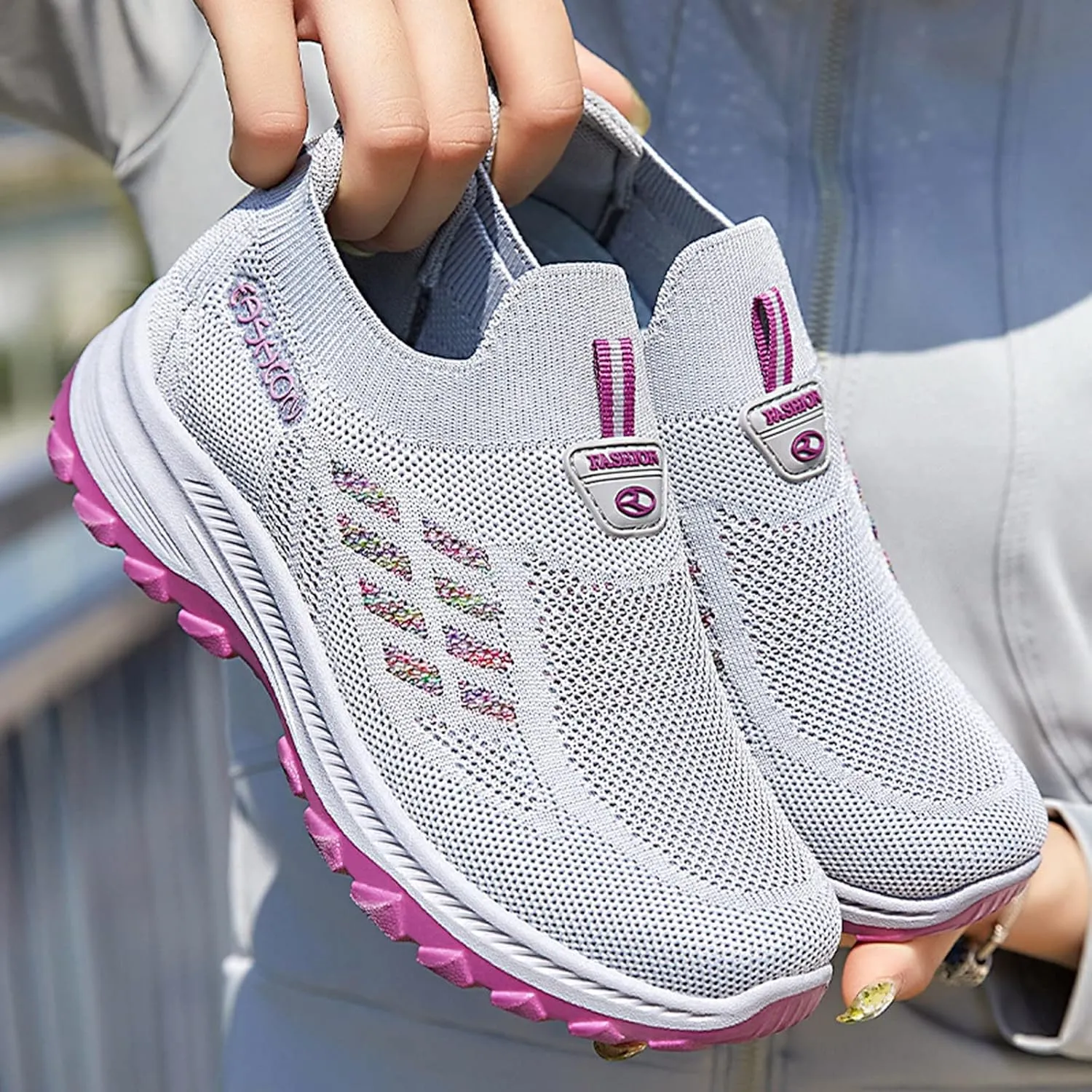 Women's Slip On Trainers Women Casual Breathable Lightweight Running Shoes Ladies Gym Run Sport Sneakers