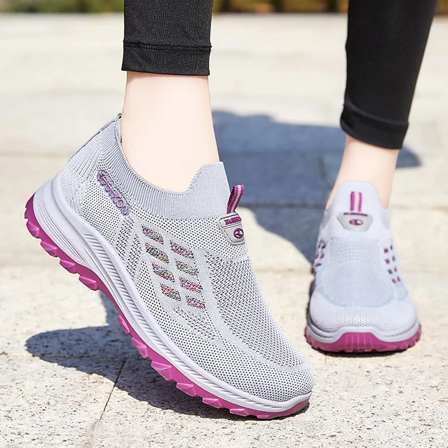 Women's Slip On Trainers Women Casual Breathable Lightweight Running Shoes Ladies Gym Run Sport Sneakers