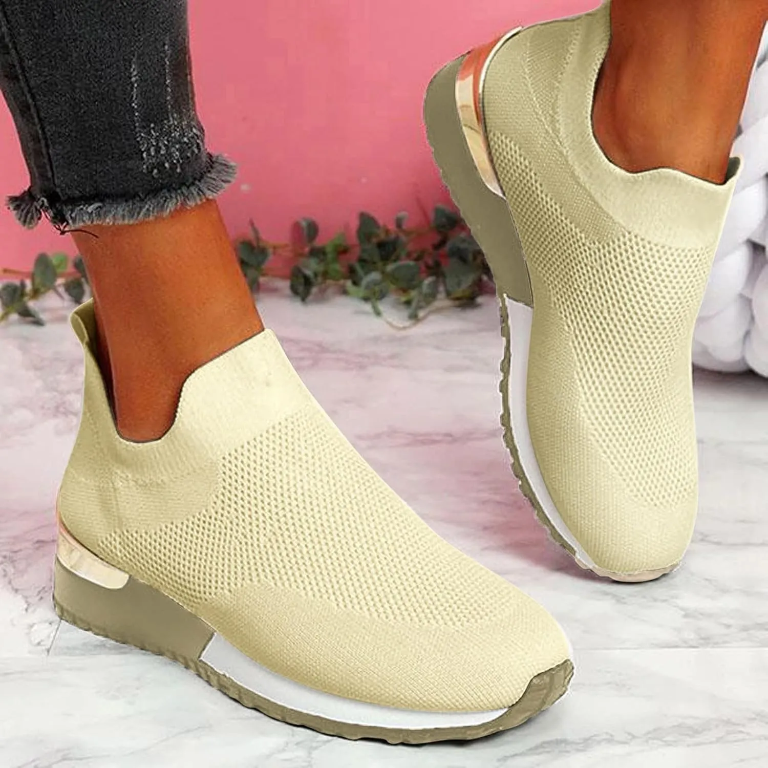 Women's Walking Shoes Cushion Comfortable Breeze Shoes Running Shoes for Men Flat Feet Casual Dress Shoes White Sneakers Waterproof Tennis Shoe Trainers Shoe