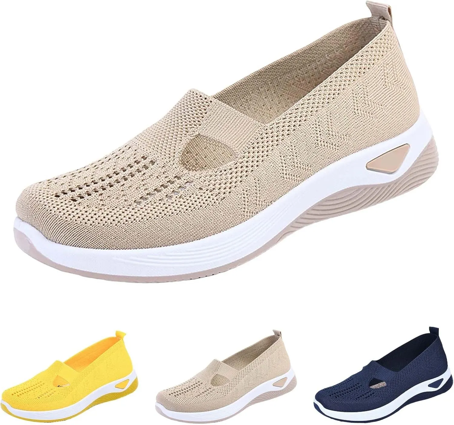 Women's Woven Orthopedic Breathable Soft Shoes Mens Running Shoes Mesh Shoes Dressy Casual Women's Fashion Sneakers White Tennis Shoe Casual Loafers