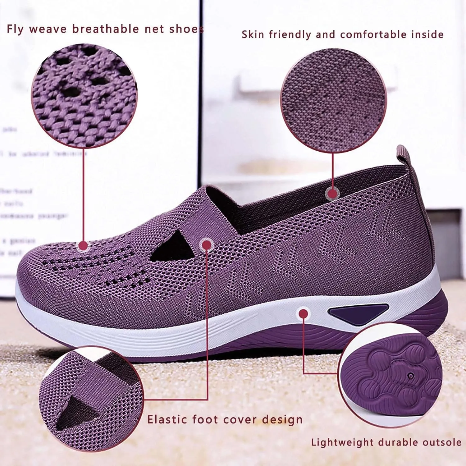 Women's Woven Orthopedic Breathable Soft Shoes Slip On Shoes Women Fashion Men Shoes Casual Men Shoes Sneakers Brown Tennis Shoe Loafers Casual Slip On