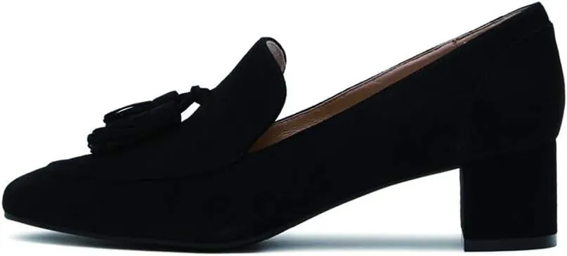 YDN Women's Fringed Tassel Loafers Slip Ons Block Chunky Mid Heels Pumps Classic Sexy Party Dress Office Shoes Size 4-15 US