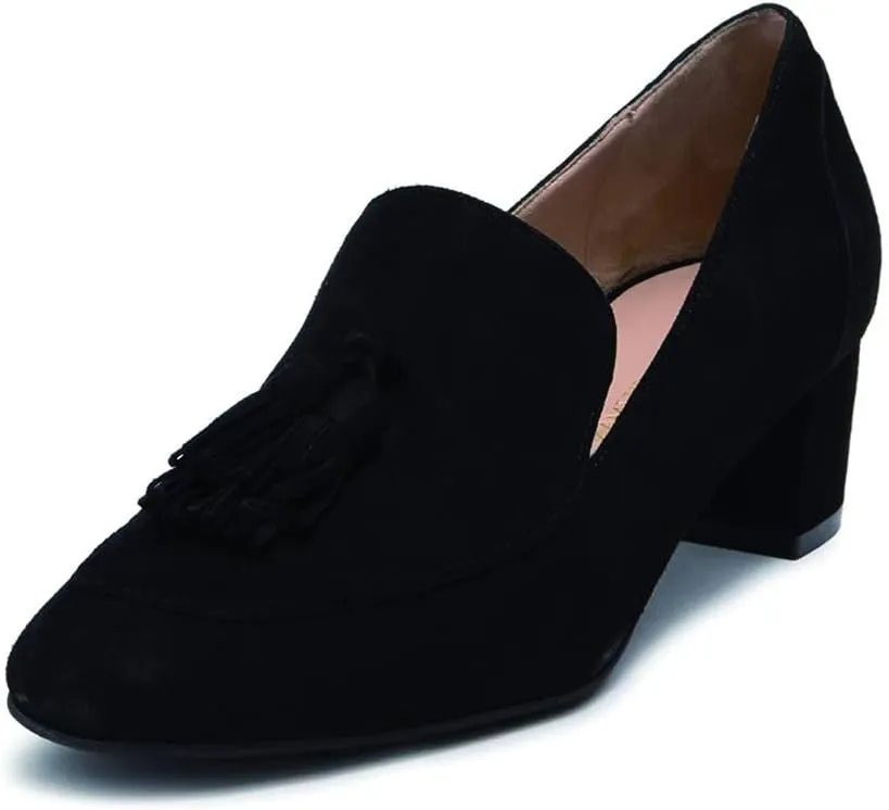 YDN Women's Fringed Tassel Loafers Slip Ons Block Chunky Mid Heels Pumps Classic Sexy Party Dress Office Shoes Size 4-15 US